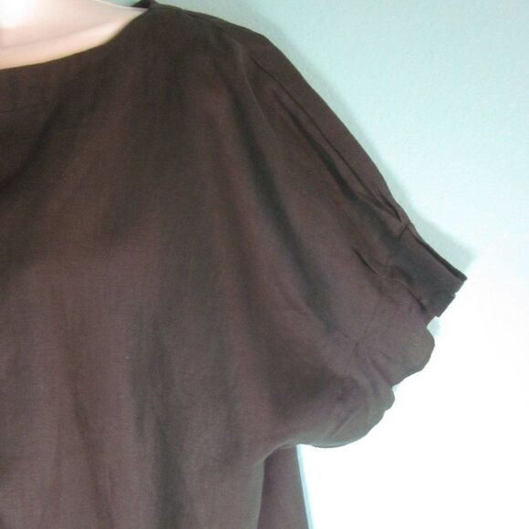 Studio Clip Women Size L Oversized Black 100% Linen Top Japanese Designer Blouse - Picture 4 of 11